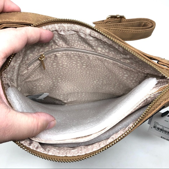 VR NYC Taupe Fax Leather Crossbody Bag - Picture 8 of 11